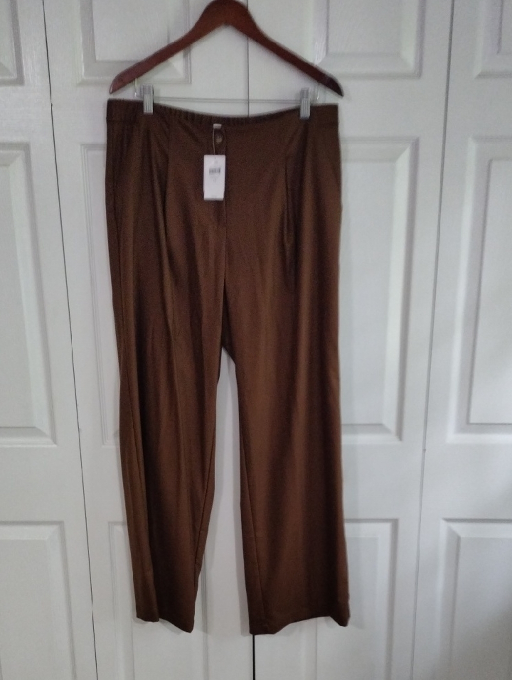 j.jill Chestnut Brown Trousers Wide Leg Pants Size 16 New With Tags